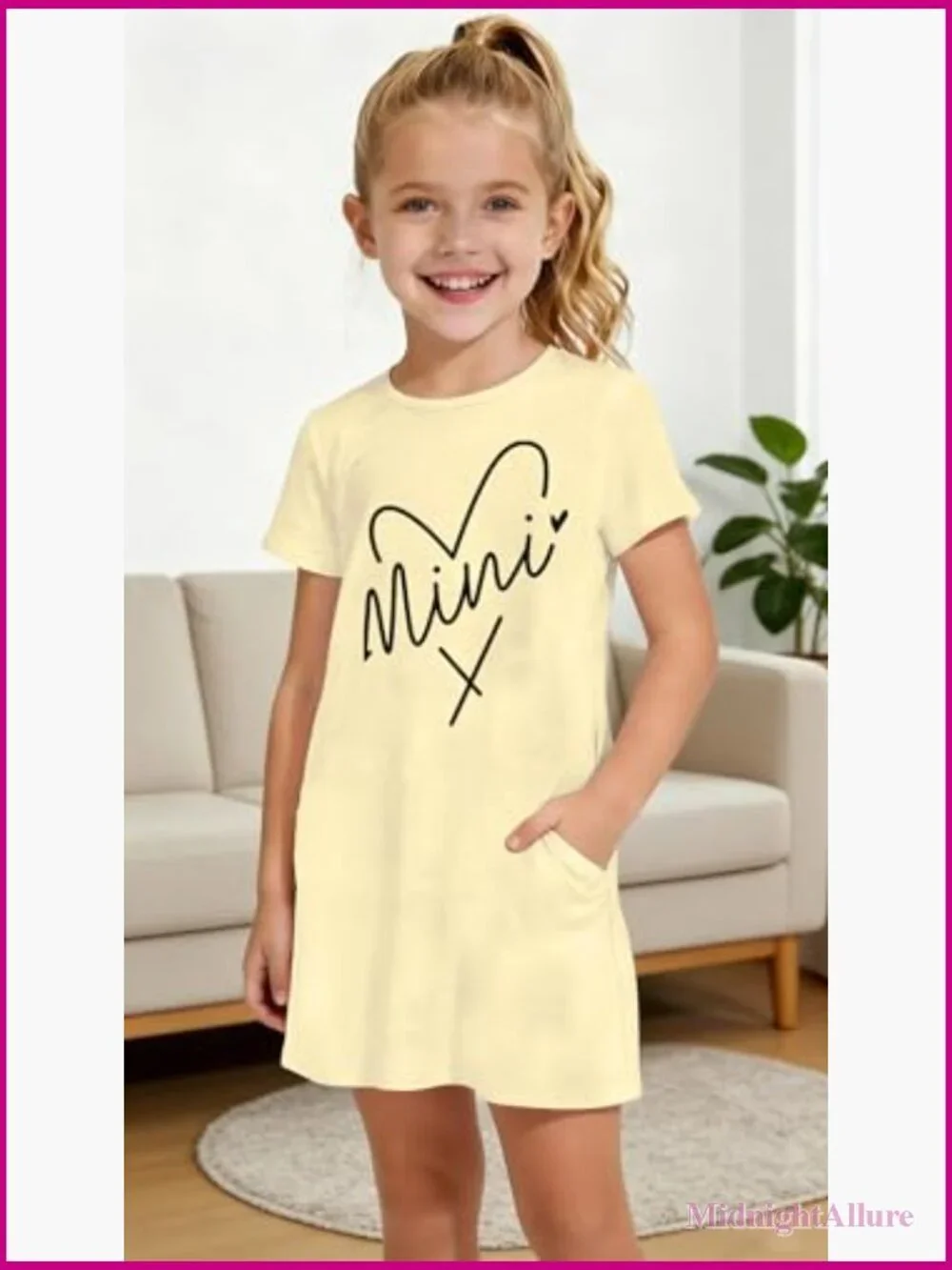 Mom Daughter Matching Dresses with Pockets Short Sleeve A-Line Crew Neck Soft